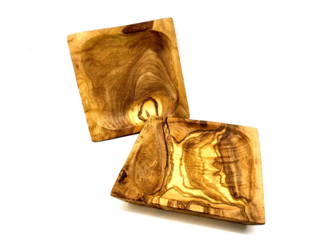 Viereckiges Schälchen aus Olivenholz – 13 cm Naturdesign für Genießer