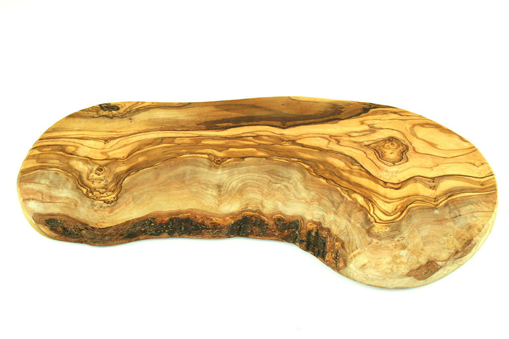 Schneidebrett rustikaler Rand aus Olivenholz 30 - 34 cm