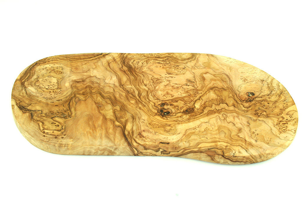 Schneidebrett rustikaler Rand aus Olivenholz 30 - 34 cm