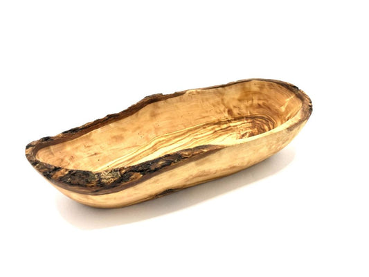 Brotschale aus Olivenholz 25-34 cm rustikaler Rand
