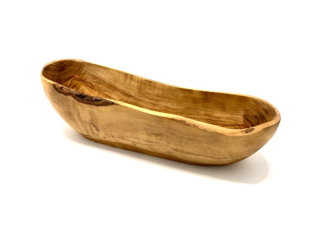 Brotschale aus Olivenholz 25-34 cm rustikaler Rand
