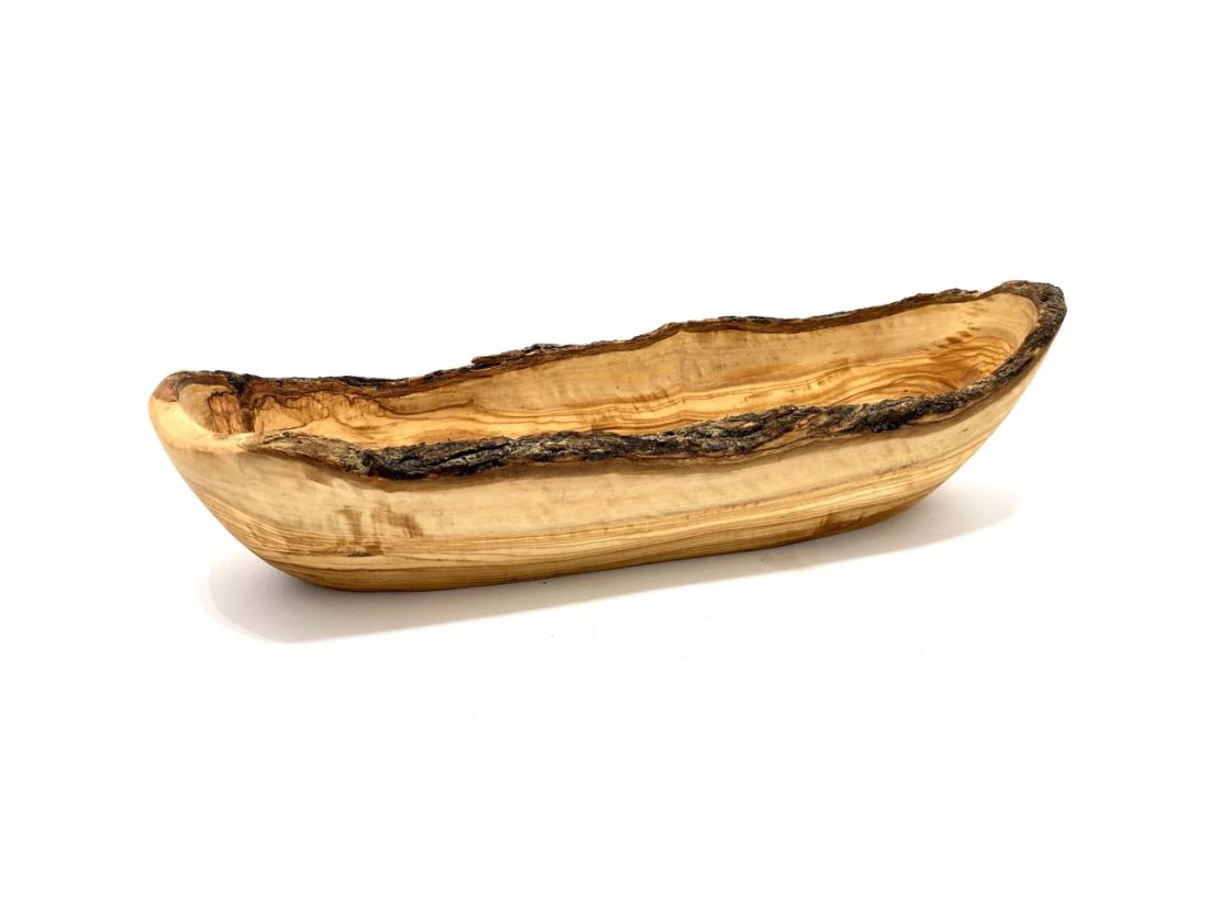 Brotschale aus Olivenholz 25-34 cm rustikaler Rand